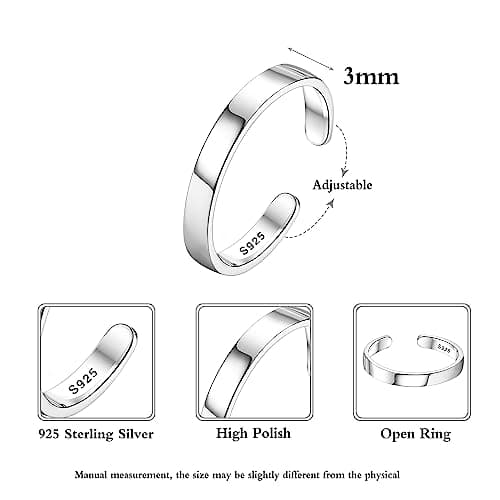Bague Femme Chriscoco Argent 925 Réglable Fiançailles Mariage 1/2/3/4/5/6/8/10/15MM