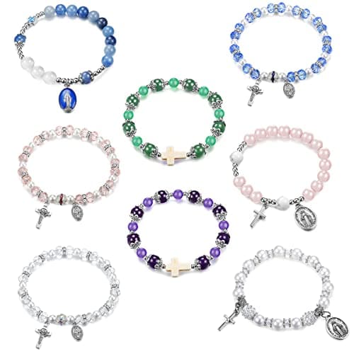 Bracelet Catholique Croisé Cristal Adramata Recyclé Femelle Bohème 8PCS