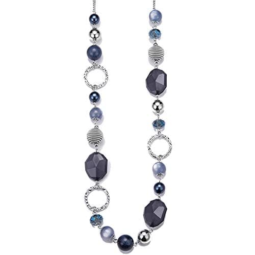 Colliers en perles pour femme - Bijoux Bohémiens en argent avec cristaux - Idée de cadeau fête des mères — Bleu marine
