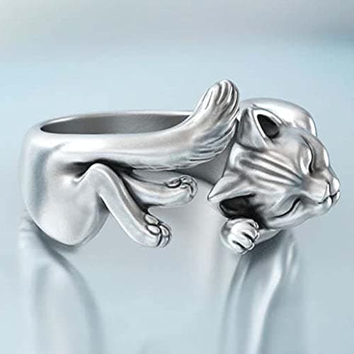 SALAN Nouveau Vintage Mignon Chat Anneaux Femmes Bijoux Anniversaire Cadeau À La Mode Taille Ouverte 925 Bague en Argent
