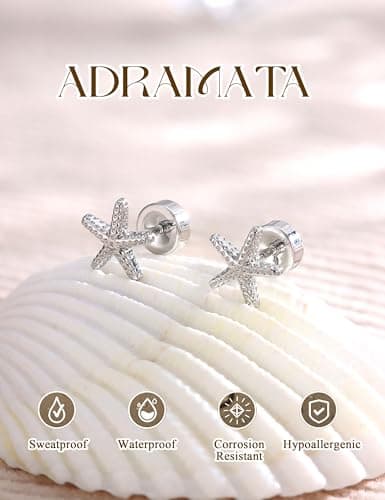 Adramata Boucles d'Oreilles Argent 925 Femme Hypoallergéniques pour Piercing Cartilage Hélix Usage Jour et Nuit Étoile N