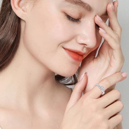 Bague argent sterling 925 HEESA pour femme - or rose, ajustable, corde tordue, bague de promesse, boîte-cadeau