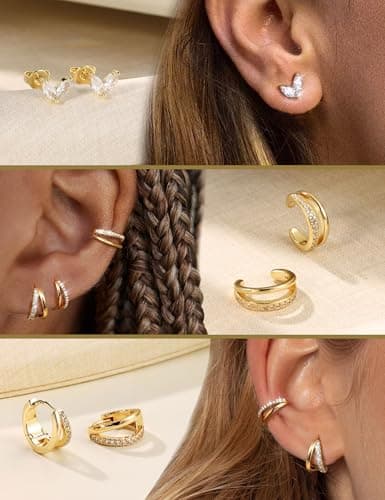 Adramata Argent 925 Hypoallergéniques pour Femme Écoutez les Hits de la Fashion Scene - Boucles d'Oreilles Cartilage Con