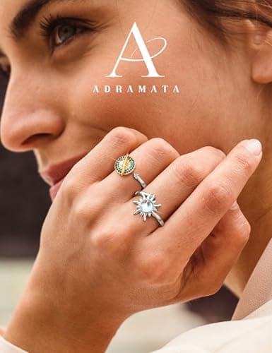 Adramata Anti Stress Bagues pour Femme Ajustement Pierre de Lune Réglable Ouverts Anti Anxiété venta américaine