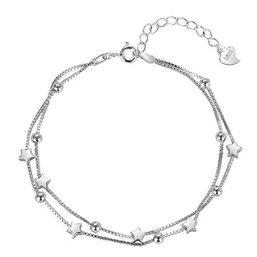 LuLiyLdJ Étoile Bracelets Argent Massif Meilleure D'amitié pour Femmes Cadeau d'Anniversaire_Reglable_1Piec
