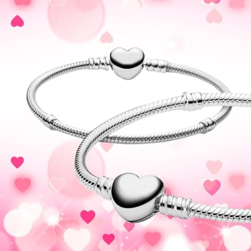 Bracelet VBKITW pour Femme Charms Cœur en Argent Meilleur Cadeau Fête des Mères et Saint-Valentinavec Sac Flanelle