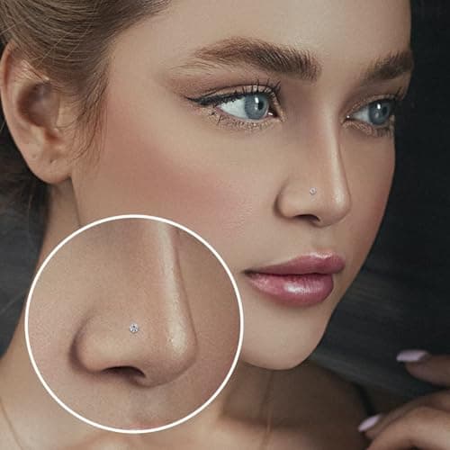 PiercingJak Perforation Nez Acier Chirurgical Strass | Bijoux de Corps pour Femmes | Accessoires de Perforation de Nez O