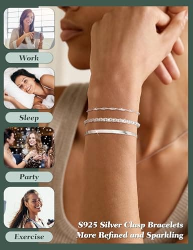 Bracelet Adramata Femme Argent 925 Fermoir Réglable Empilable avec Boîte Cadeau