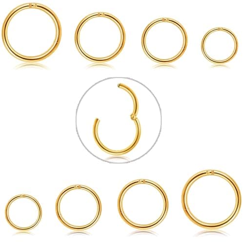 Adramata 8 Pièces Anneaux de Perforation de Nez en Acier Chirurgical pour Hommes Femmes 16G Récupéré Standard 100mm Conc