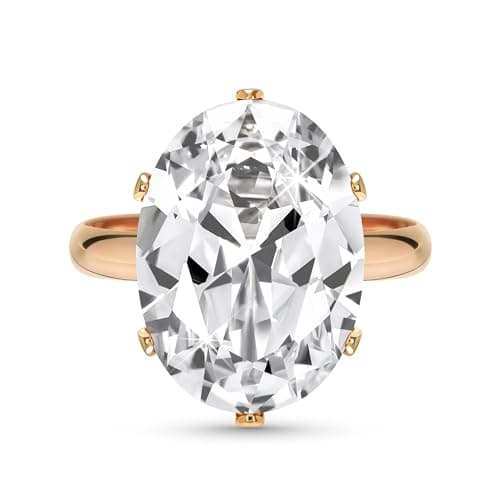 Linawe Bague Ajustable en Diamant Synthétique Moissanite pour Femme, Grande Bague en Cuivre en Trois Nuances d'Or, Or Ro — Or rose,Avril
