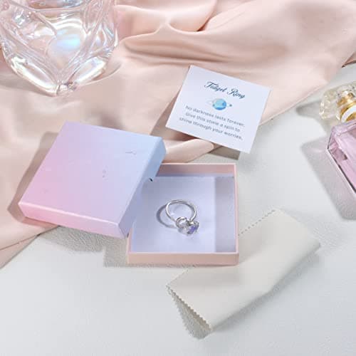 Bague Anti Stress Adramata Femme Argent Sterling 925 Pierre de Lune CZ Anxiety Bague Réglable Étoile Lune Spinner Fidget