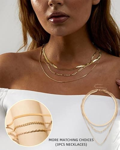 TPZORJX Lot de 3 colliers en acier inoxydable pour femme - Colliers empilables pour femmes, adapté aux danses et autres