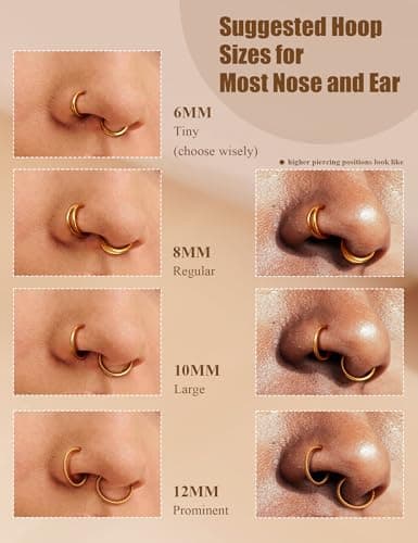 Adramata Piercing Nez Anneaux en Acier Chirurgical pour Homme et Femme Ortie Helix Or/Argent
Adramata Piercing Oreille C