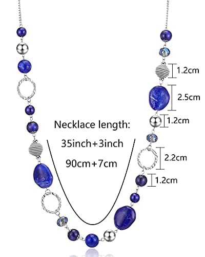 Colliers en perles pour femme - Bijoux Bohémiens en argent avec cristaux - Idée de cadeau fête des mères