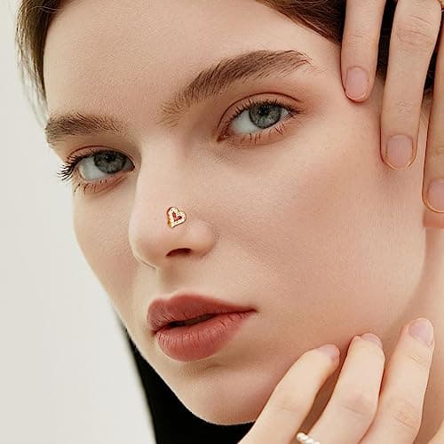 Adramata Bijoux pour Femme et Homme Piercings au Nez et Septum en Argent Chirurgical et Or Recyclé Trendy Heart Serpent