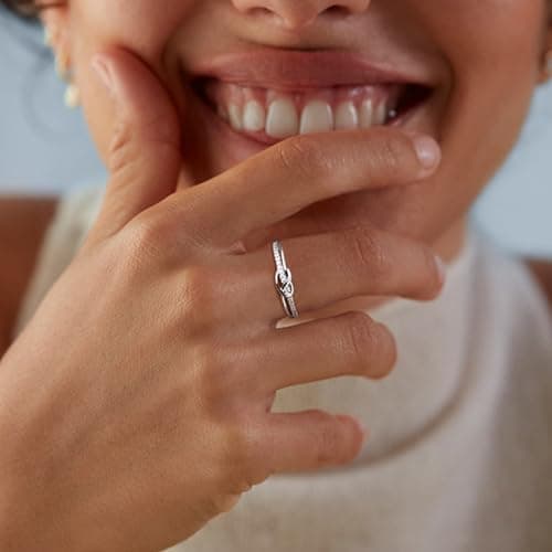 LOLIAS Bague Argent 925 Femme Amour Noeud avec Zircone Cubique pour Femmes Cadeau Bijou Feminin Taille 52-64 Écologique