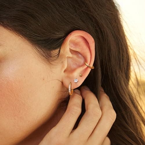 Adramata 12 Paires Boucles d'Oreilles Femme Acier Inoxydable Hypoallergéniques Cartilage Piercing Helix Or Argent Recycl