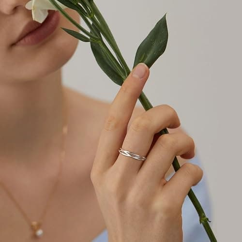 JeweBella Bague Argent 925 Reglable Femme Bijoux Fiançailles Prévue pour Femme Usage Jour et Nuit Chic et Durables avec