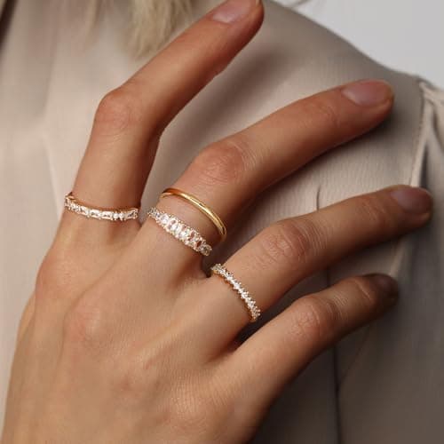 Chriscoco Or Bague Femme 14K Plaqué Zircone Cubique Lot 4 Pc with Presentation Box