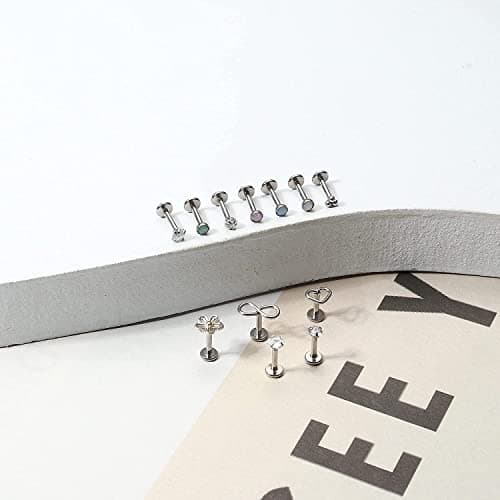 Adramata Piercings 16G Acier Inoxydable pour Femmes Hommes Corps Piercingsbijoux Monroe Goujons à Lèvres Tragus Helix Co