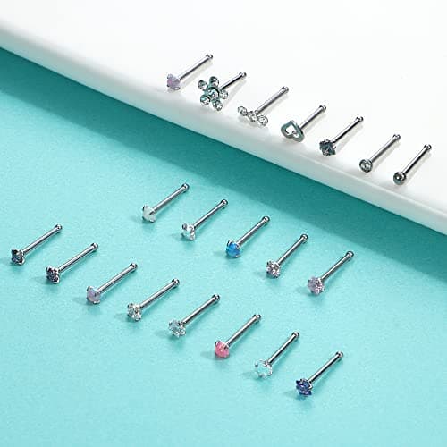 Adramata Clous de Nez en Chirurgical Multicolore pour Femmes et Hommes |bijoux de piercing nez | Recycled Claim Standard