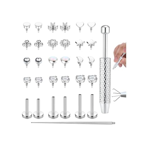 Adramata Piercing Tragus Hypoallergénique 16G/18G en Or/Argent 6/8/10mm Labret à Filetage Interne pour Lèvre et Cartilag — Argent