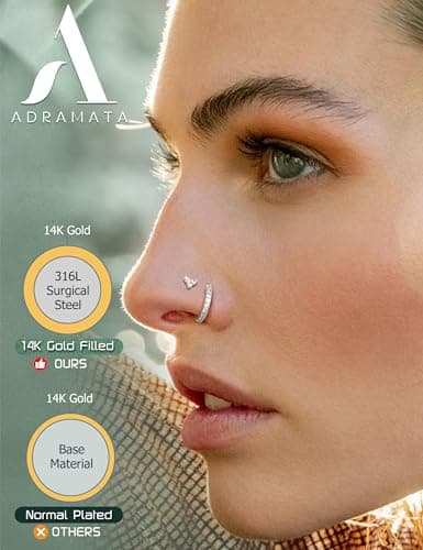 Adramata hypoallergénique piercing helix septum femme homme - Anneaux & Studs en forme de L 12Pcs 20G Acier Chirurgicalb