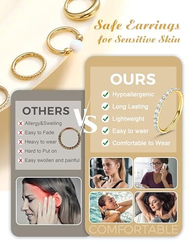 Adramata Piercings hypoallergéniques Acier Chirurgical Bijoux Nez Or/Argent - Pour Piercings Lèvre, Cartilage, Oreille (