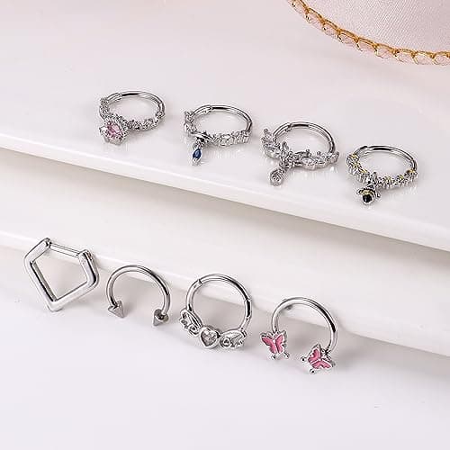Adramata bijoux oreilles acier chirurgical septum nez CZ conch cartilage tragus helice 20 pièces 16G standard rekyclé 10