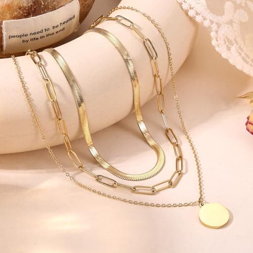 Collier femme acier inoxydable plaqué or 14K réglable et empilable Adramata