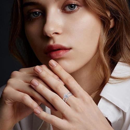 TOEECY Bague Femme Argent 925 Sterling Zircone Cubique Moissanite Épouse Anniversaire Fiançailles Promesse