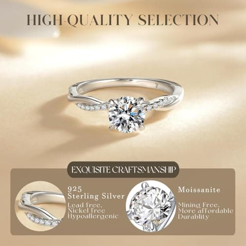 JEYORZY Bague Argent Femme Reglable, Alliance et Bague de Fiancailles, pour Femme en Zircone Cubique, Cadeau de Bijoux S