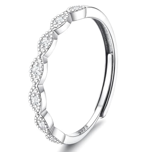 JeweBella Bijou Minimaliste Femme Argent 925 Bague Réglable Anneau Zircone Cubique Fiançailles Marriage Bijoux Femmes — Style-a
