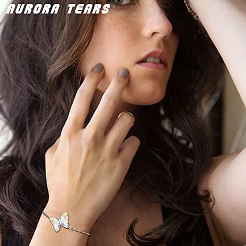 Aurora Tears Butterfly Heart Necklace Femme 925 argent Sterling Joyaux pour Femmes Événements Spéciaux et Journées Spéci