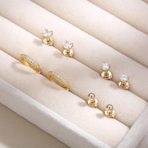 Adramata Boucles d'Oreilles Argent 925 et Or 16K Hypoallergéniques Femme Recycled Standard 100