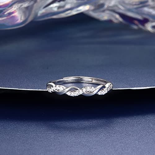 JeweBella Anneau Femme Argent 925 Reglable Eternité Zircone Cubique Fiançailles Mariage Bijoux Femme