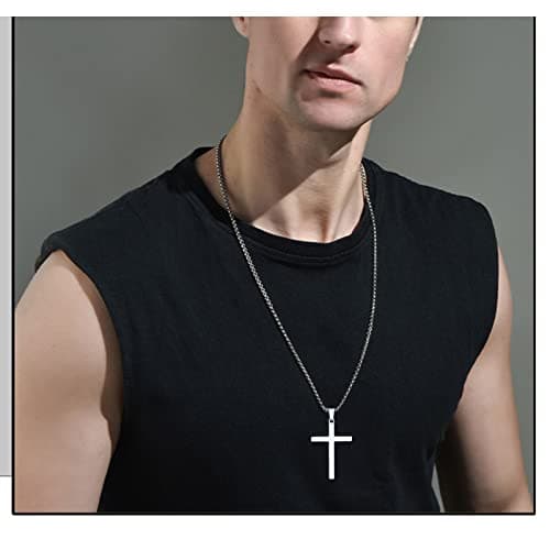 ITESSY Croix Bijou pour Hommes et Femmes, Chaîne en Acier Inoxydable 316L Croix Simple en Métal Simple-55+5CM, Accessoir