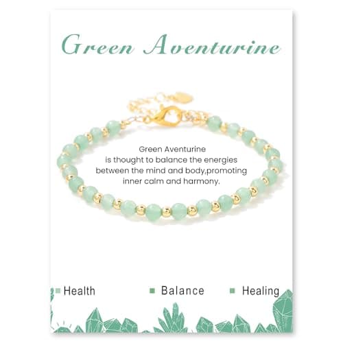 Bracelet Pierre Naturelle Uwiyo Femme 4mm Plqué Or Cristal Anniversaire Fête des Mères Noël