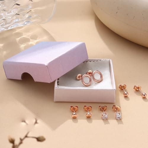 Adramata Boucles d'Oreilles Femme Argent 925 Hypoallergéniques | Cartilage Piercing Homme Argent/Or/Or Rose Recycled Cla