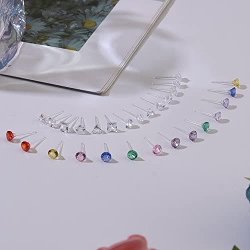 Boucles d'Oreilles Adramata Strass Acrylique Clair Piercing Retenue 14 Paires