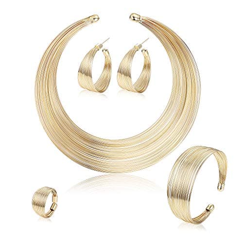 Colliers Adramata Bib Choker Déclaration pour Femmes Épou konkour ouvert Cerceau Afrochunky Bijoux Costume