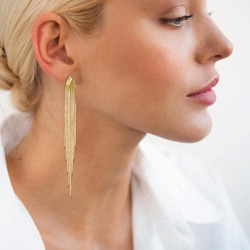 Adramata Boucles d'Oreilles Femme Or Hypoallergénique 18K Tige Acier Inoxydable Boucles d'Oreilles Femme Fantaisie Penda