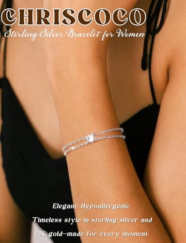 Chriscoco Bijoux Bracelet Argent Sterling 925 Femme pour Femmes Filles - Bracelet Or Réglable et Empilable Trendybijoux