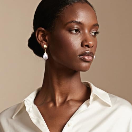 Clip d'oreille perle Adramata Femmes Boucles d'Oreilles Pendantes Argent Fantaisie Non Piercing Recycled Standard 100