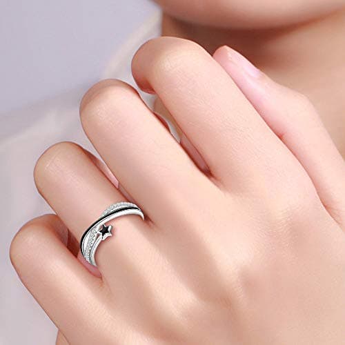 Bague femme fille Yumilok étoile filante argent 925, Zircon, taille ajustable