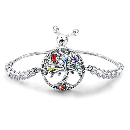 Odinstone Arbre de vie argent 925 regulier femme bijoux cadeau anniversaire 18+5cm — Bracelet arbre de vie-B