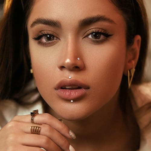 Adramata 28PCs Piercings Labret Lips Surgery Steel, Medusa CZ Opales,pour Hommes et Femmes - Sophie Event et Daily Wear
