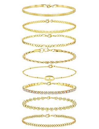 Bracelet Milacolato Chaîne Acier Inoxydable Argent Plaqué Or 18K Pour Femme Reglable Sportif et Élégant bijou Éco-conçu