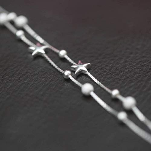 Bracelet en Argent 925 Femme Étoile de Mer petite Boule Double UV46