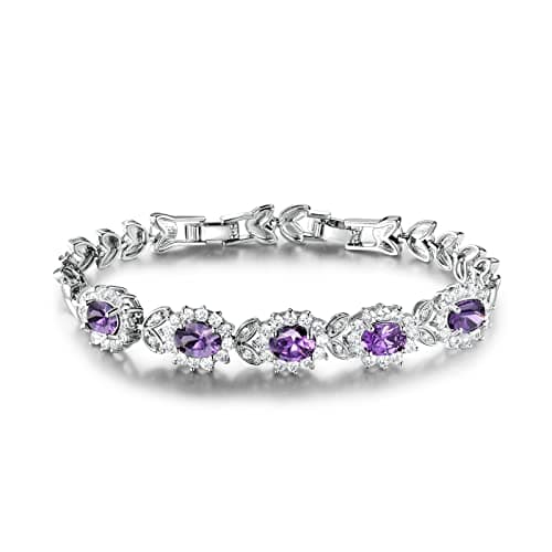 bracelet de princesse Diana femme or plaqué/cubique zircon faisant office de bijou aria 18k 0,5ct — Améthyste Plaqué Platine